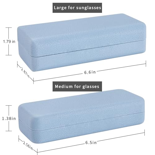Image of TRIUMPH VISION Sunglasses Case Hard Shell Glasses Case Eyewear Eyeglasses | Sunglass Eyeglass Hard Case for Women and Men Metal PU Leather Lined Storage with Microfiber Cleaning Cloth Protection