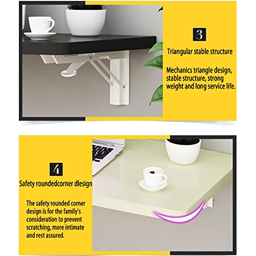 Table de cuisine pliante murale noyer pour coin repas et bureau - 5