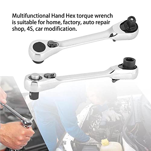 Watris Veiyi 1/4" Mini Ratchet Screwdriver, 72Tooth Sturdy Ratchet Socket Wrench, Drive Socket And Screwdriver, Hex Torque Wrench, Multifunctional Hand Tools For Men Repair(107Mm) #TOP3