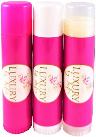 Luxury by Sofia All Natural Lip Balm Set - Pack of 3 | Original, Vanilla, Peppermint | Soybean Oil, Sunflower Oil, Beeswax & Shea Butter Combined To Heal & Protect Your Lips
