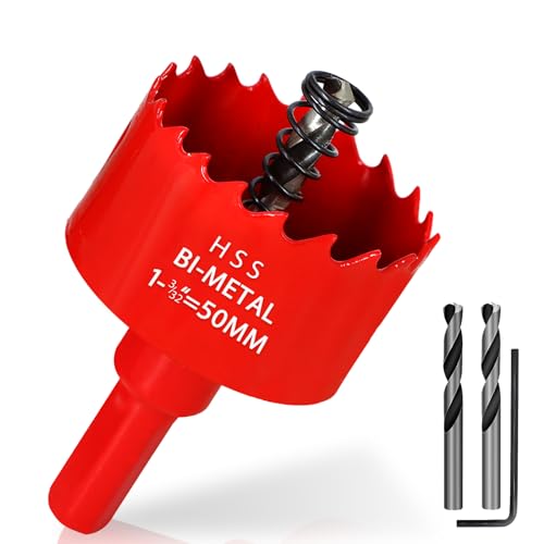 KACNON Sierra perforadora bimetálica de 50mm, broca perforadora, con adaptador triangular y broca de centrado, corte preciso y rápido de madera, plástico, placas de yeso, placas de metal delgadas