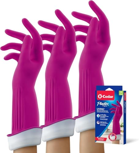 PLAYTEX Living Reuseable Rubber Cleaning Gloves (Medium 3 Pairs) Premium Protection Reusable Household Gloves