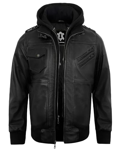 Hooded Leather Jacket Men - Casual Real Lambskin Outerwear Mens Leather Jackets With Detachable Hood
