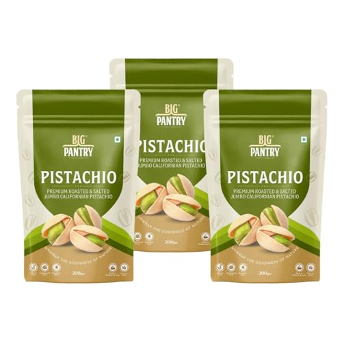 Image of Big Pantry Premium Roasted & Salted Jumbo Californian Pistachios 200g | Rich In Protein & Dietary Fibre | Natural Premium Pista Dry Fruits with Shelled Nuts | Pack of 3