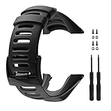 Picowe Watch Band Strap, All Black Replacement Strap Compatible with Suunto Ambit 1/2/2S/2R/3 Sport/3 Run/3 Peak (With Screws)