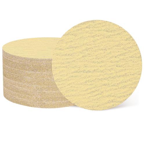 Image of sourcing map 50 Pcs 75mm (3 Inch) Sanding Discs, 120 Grit Hook and Loop Sandpaper, No-Hole Aluminum Oxide Orbital Sander Sandpaper for Woodworking Automotive Metal Polishing, Yellow