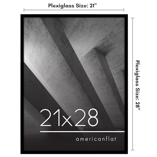 Americanflat 21x28 Poster Frame with Polished Plexiglass - Streamline Collection - Thin Border Picture Frame for Wall Display - Hanging Hardware Included - Black