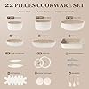 KIKCOIN Nonstick Pots and Pans Set - 22 Pack Ceramic Cookware Set with Detachable/Removable Handle - Kitchen Cooking Set with Frying Pans, Grill Pan - Stackable, Dishwasher/Oven Safe, Induction Ready #1
