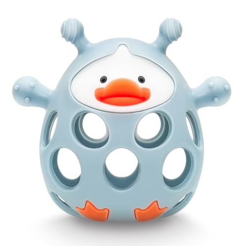 CLDY Manopla de dentición para bebé, juguetes de dentición de silicona para bebés de 3 meses en adelante, juguete masticable sin BPA para alivio de la dentición, mordedor de mano (azul) | Regalos para