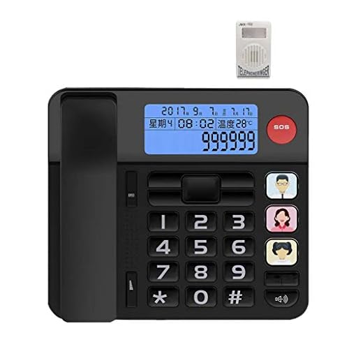 Retro fast telefon med sladd stor knapp sladdtelefon för äldre förstärkta telefoner för hörselskadade seniorer med hög handsfree-högtalare telefon 12 tangenter handsfree display telefon/svart/vit