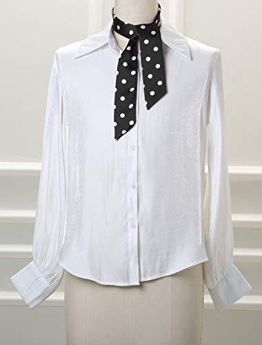 Allegra K 50s Skinny Silky Scarf Polka Dots Waistband Long Narrow Neckscarf Bag Handle Accessory2