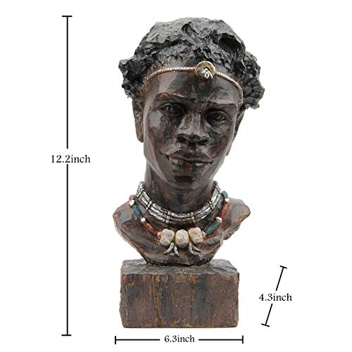 Leekung African Statues And Sculptures For Home Decor,African Figurines Head Statue Decorations For Home,African Art Sculptures Man Statue Decor For Living Room Woodstone Color #TOP1