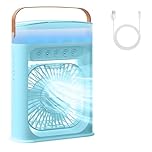Portable Air Conditioner, 4-in-1 Air Cooler Quiet Mini Air Conditioner Desk Fan, 3 Wind Speeds, 3 Spray Modes, 600ml Water Tank 6 Colors Light Evaporative Cooling Fan for Home Office Bedroom Outdoor.