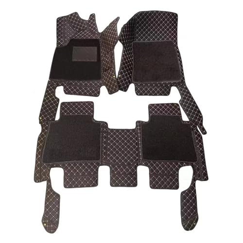 Image of Premium 7D Car Floor Mat Full Set for MG M9-7 Seater (All 3 Rows)|| Luxury Leather with Grass Mat Complete Set || 100% Waterproof and Washable || Color : (Coffee)