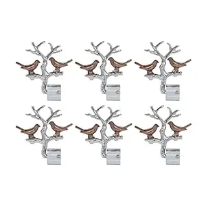 ZAPEX Bird Stainless Steel Aluminium Curtain Bracket Rod Pocket Finials Designer Door and Window Rod Support Fittings, Curtain Rod Holder(Silver, Pack 6)