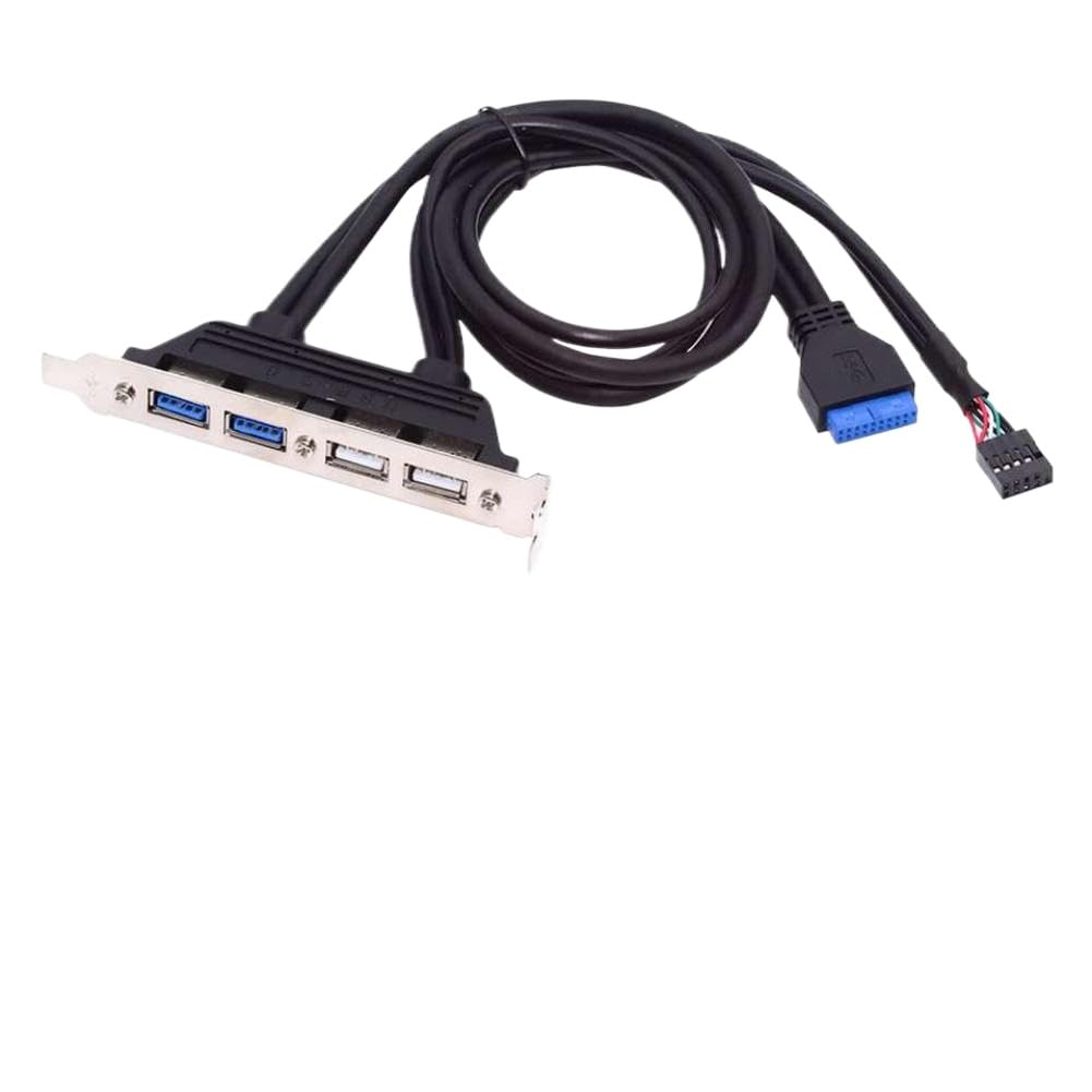 USB20 and USB30 Female Header Panels to Motherboard 9pin 20pin Extension Adapter with 12cm PCIe Bracket(USB2.0 3.0 Bk)