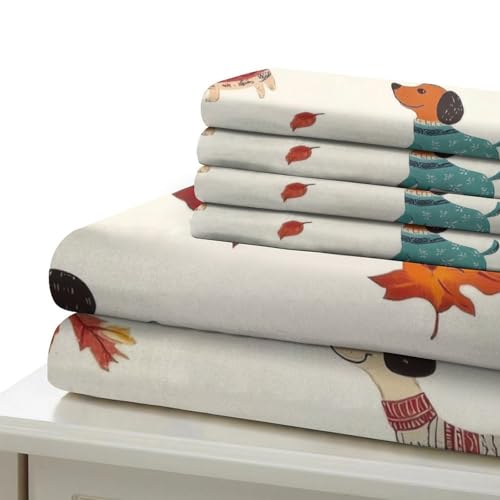 Housse de couette chien microfile premium | Parure de lit Super King automne - 7