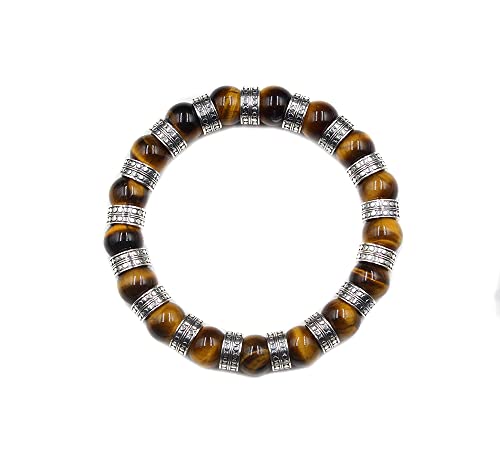 Men s Bracelet, Solid Sterling Silver and Tiger s Eye Bracelet, Tiger s Eye Bracelet, Bead Bracelet Men