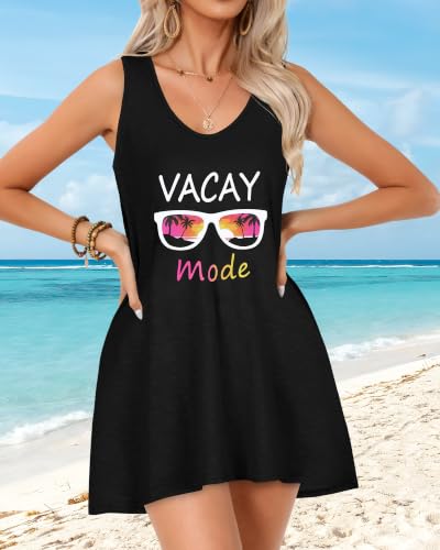 Image of elescat Womens Swimsuit Cover Up Summer Sleeveless T Shirt Beach Dress Tank Bikini Coverups 2026
