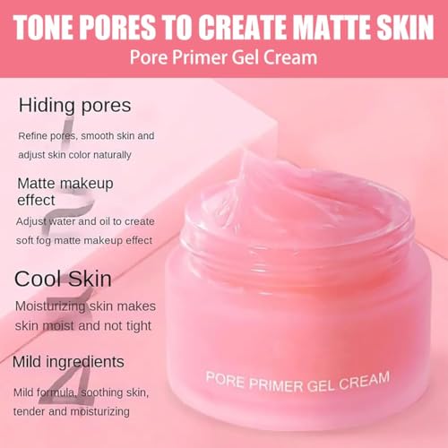 2 Piezas Pore Primer Gel Cream, Invisible Pores Face Primer que Alisa la Piel - Prebase Minimizadora con Efecto Matte Pore Invisible, Base Face Primer Under Foundation Para Todo Tipo De Pieles - imagen 3