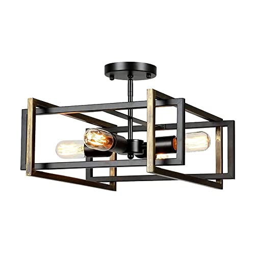 Plafonnier industriel 4-Light bronze lustre rétro de 39 cm couloir
