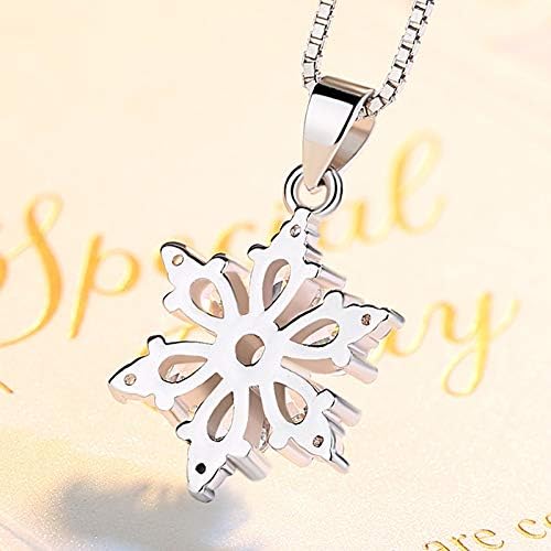 Silver Plated Rhinestone Snowflake Pendant Christmas Necklace for Women Sparkly Crystal Dainty Winter Flower Choker Adjustable Snake Chain Necklaces Fashion Xmas Party Holiday Festival Jewelry Gift for Her - Image 5