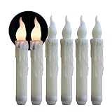 Cozeyat 6pcs Battery Operated Warm White Flameless Taper Candles, Flickering LED Taper Candles with Timer for Candelabra, Sconces, Chandelier, Menorah ( battery not included )