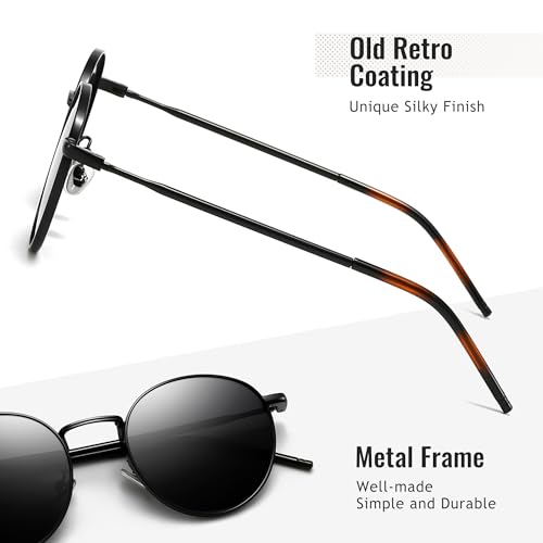 SUNGAIT Ponderable Metal Round Sunglasses for Men Women Classic Vintage Polarized Circle Sun Glasses4