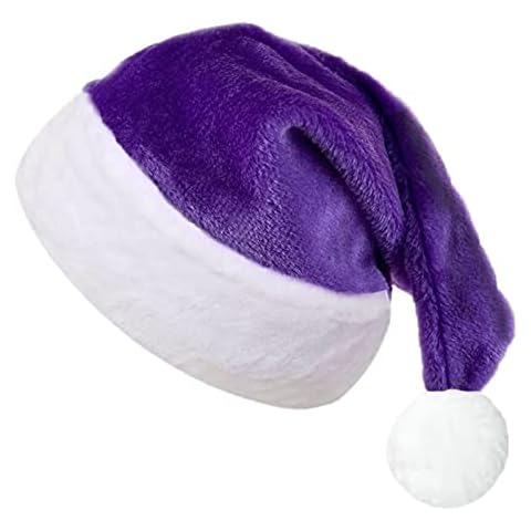 Ausejopeac Plush Christmas Purple Santa Hat for Adults, Plush Purple Velvet Xmas Hat for Women Men Holiday New Year Party Supplies Cover