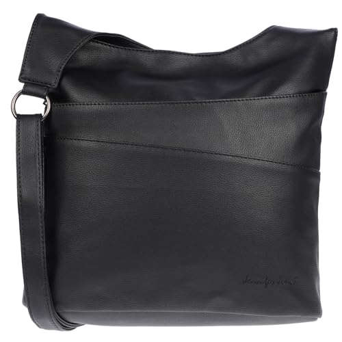 Christian Wippermann große Damen Tasche Umhängetasche Beuteltasche Handtasche Crossover Leder Optik Schwarz