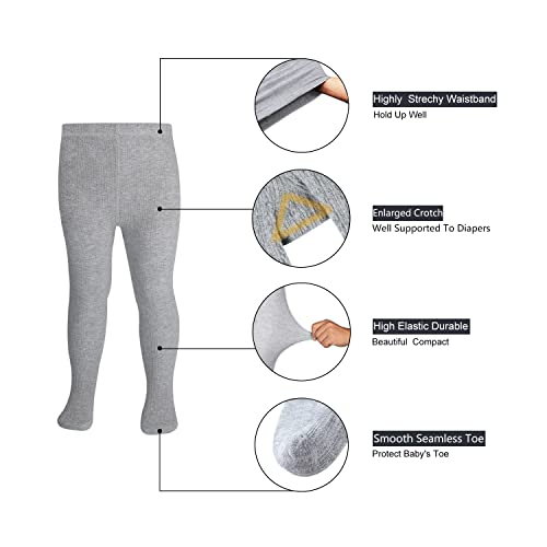 Image of Girls Tights Toddler Cable Knit Cotton Footed Seamless Dance Ballet Baby Girls' Leggings 3 /4 Pack