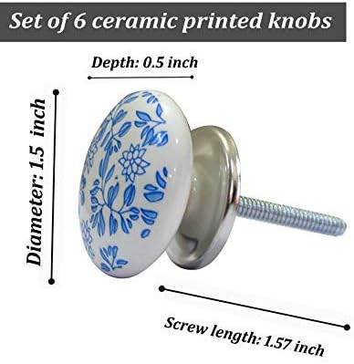 Miniatura 4 de Perilla Home Juego de 6 pomos de cerámica para armarios y cajones, pomos decorativos para el hogar, cocina, armario, puerta de cristal, aparador,