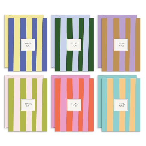 S&O Palm Beach Thank You Cards with Envelopes Blank Greeting sheets for Handwritten Messages Set of 24 stylish Notes and Covers Assorted Thank You decor notes with Color full Envelopes Mix & Match