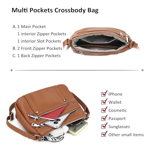 Image of befen Genuine Leather Crossbody Bags for Women Small Shoulder Bag for Ladies Cross Body Phone Bag for Girls Pocketbook Handbag with Multiple Pockets