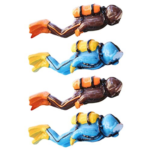 Image of PATKAW Scuba Diver Toy Resin Diver Action Figure: 4pcs Mini Scuba Diver Figurine Miniature Swimmers Toy Diver Landscape Ornaments for Fish Tank Aquarium Diver Figure Toy