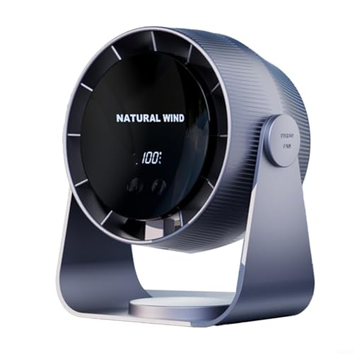Aprilsunnyzone Ventilador de turbina montado en la pared, circulador de aire de escritorio recargable por USB, funcionamiento silencioso, velocidad ajustable, para cocina, dormitorio, oficina (gris