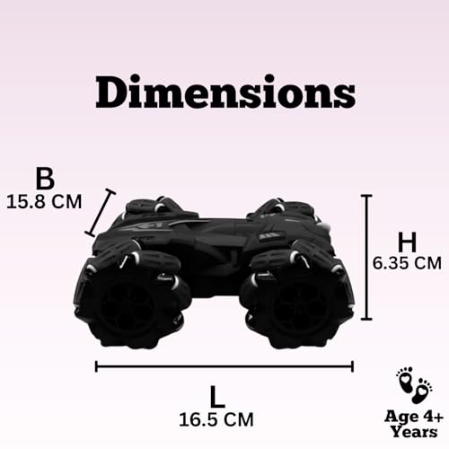 Image of Remote Control Drift Stunt Car 4WD | 360 Rotating | Dual Sided Climbing | High-Speed Tumbling | Rechargeable Stunt Car | C-Type Charging | Remote Control Car for Kids | Made in India. (Black)