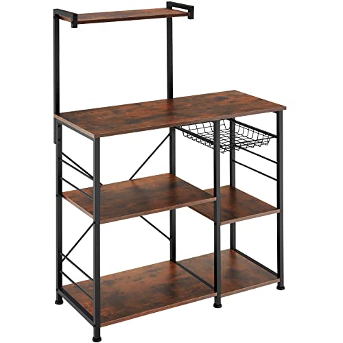 tectake® Estanteria Cocina con Estilo Industrial, Estanteria Pared Multifuncional, Mueble Auxiliar para Recibidores y Muebles de Salon - 90 x 40 x 131,5 cm Madera Industrial Oscura, Rústica