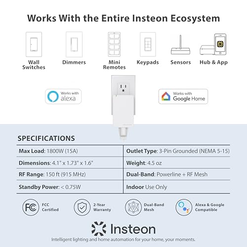 Insteon Smart On/Off Plug-in Module, 1800W Indoor Smart Outlet - 2635-222 - Image 6