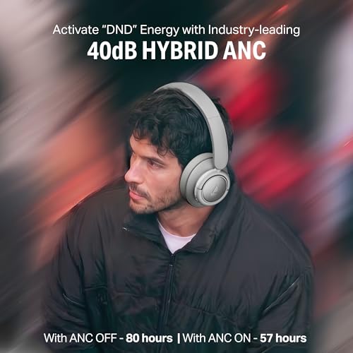 Image of boAt (2026 Launch) Rockerz Plus 450 ANC w / 40dB Hybrid ANC, Spatial Audio, 80H Battery, ENx Tech, (~40ms)BEAST Mode, Voice Assistant, ASAP Charge, BTv6.0, Wireless Headphones with Mic (White Sabre)