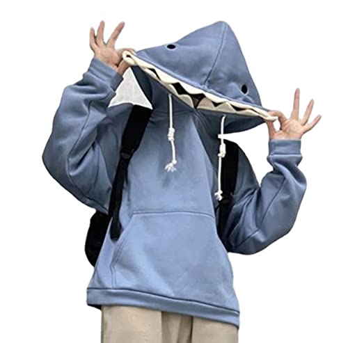 Cute Novelty Shark Hoodie Funny Graphic Oversized Men Teen Boy Pullover Long Sleeve Streetwear Casual Jumper Clothes