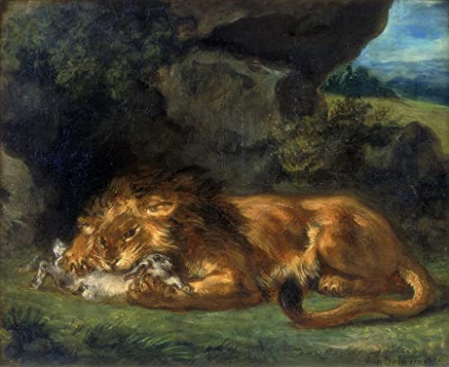 Tableaux graffiti art mural lion Delacroix pour habiller un mur vide