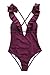 CUPSHE Women's One Piece Swimsuit Ruffle Deep V Neck Strappy Swimwear Bathing Suits