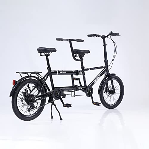 Gojlex Foldable Tandem Bike, 20”City Tandem Folding Bicycle, 7-Speed Adjustable Cruiser Bike Folding Bike With 3 Seats& Disc Brake, Ce Fcc Ccc #TOP5