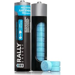 Caffeine Mints by Rally, 60 Milligram Caffeine, Instant Energy, Fresh Breath Caffeinated Minty Candy, 0 Sugar, Natural Wintergreen Flavor (2 Packs, 20 Mints)