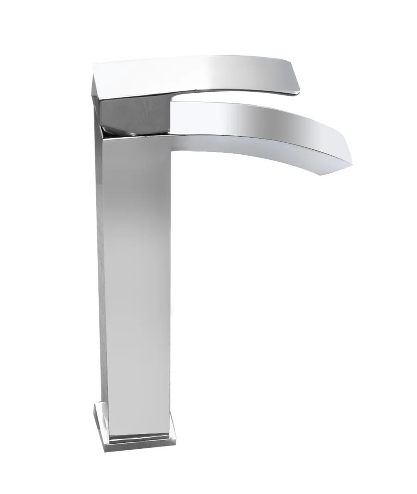 Grifo de cascada para baño en latón cromado con flujo suave monomando