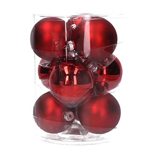Vacchetti Giuseppe Paquete de 9 Bolas de Navidad clásicas de Cristal Rojo para Colgar para decoración árbol 8 cm de diámetro, 6178480000 Cover