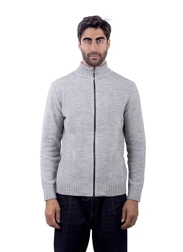 Pull alpaga et laine avec fermeture éclair couleur unie fait main