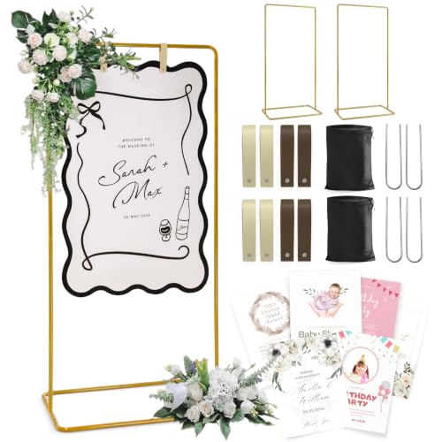 Victawks Gold 2Pack Wedding Welcome Sign Stand, Easel Stand for Sign Poster
