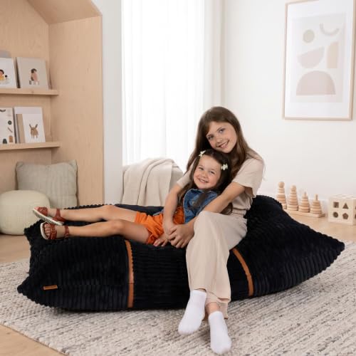 Image of Big Joe Turnabout 3-in-1 Convertible Kids Bean Bag Chair, Black Licorice